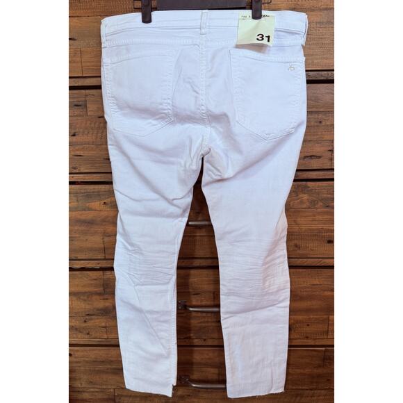 Rag & Bone Dre Capri Jeans Women's 31 White Distressed Cropped Frayed Hem Denim - Picture 2 of 12